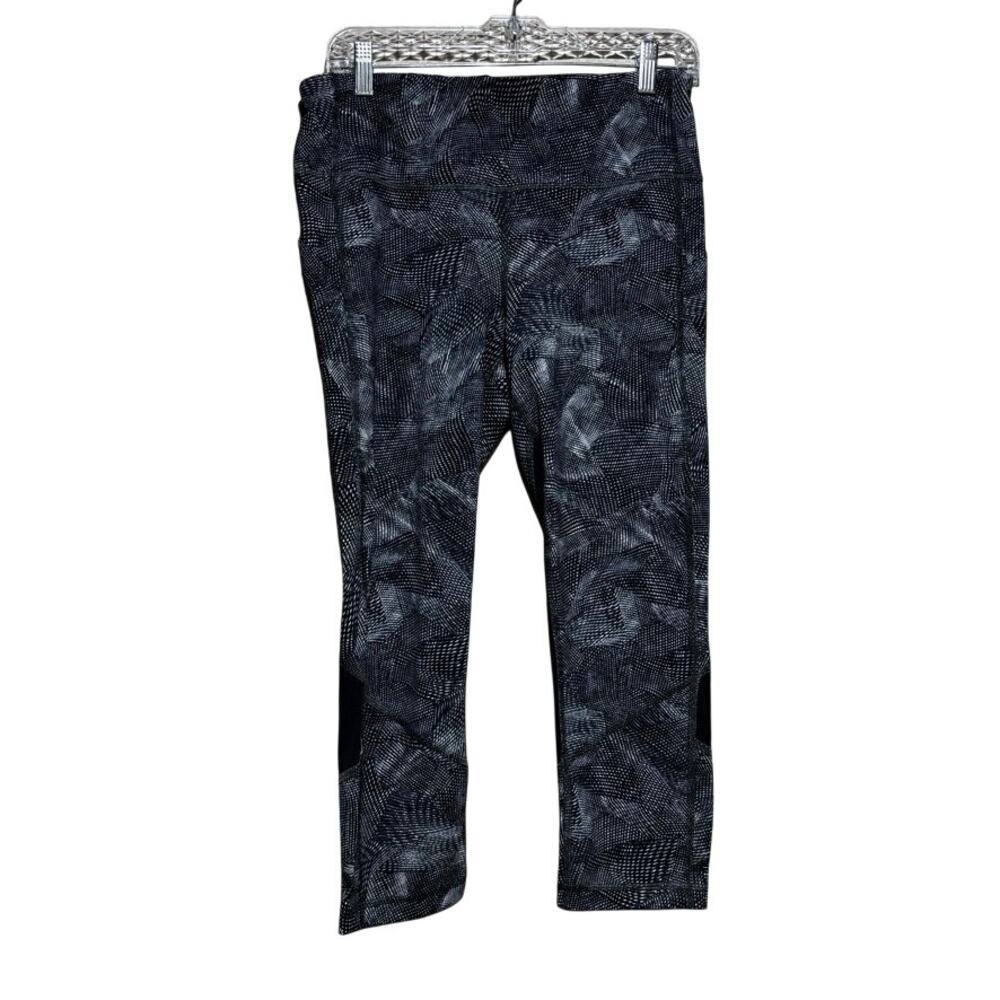 Lululemon 7/8 Length Leggings Size 10 Black Gray Geometric Print High Waisted